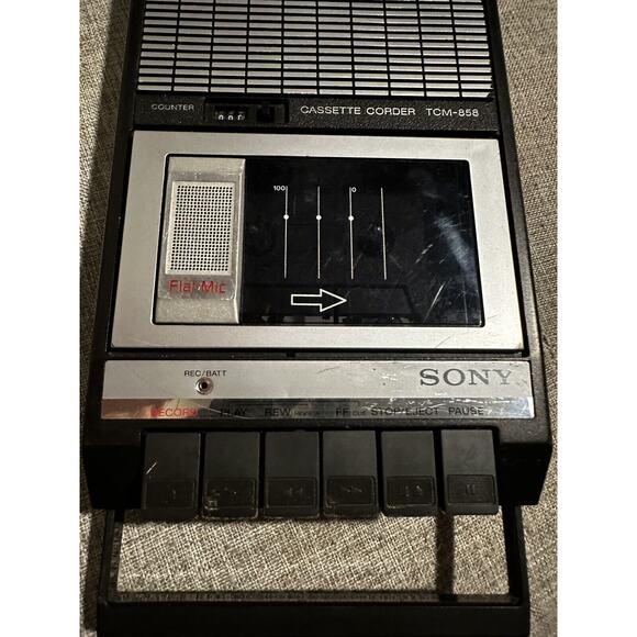 Sony Cassette‎ Corder (TCM-858) Voice Recorder & Player Built in mic Untested - Picture 5 of 11